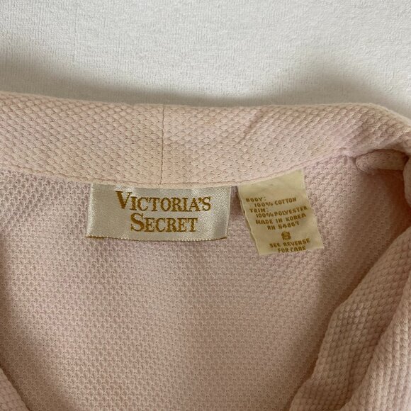 Vintage Victoria's Secret Smooth Satin Detail Night Crop Pale Pink Button Shirt - Picture 10 of 11